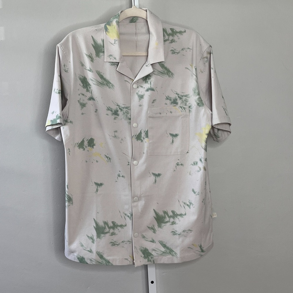 Lululemon Airing Easy Hawaiian Camp Collar Shirt Mens Gray Everyday Casual XL